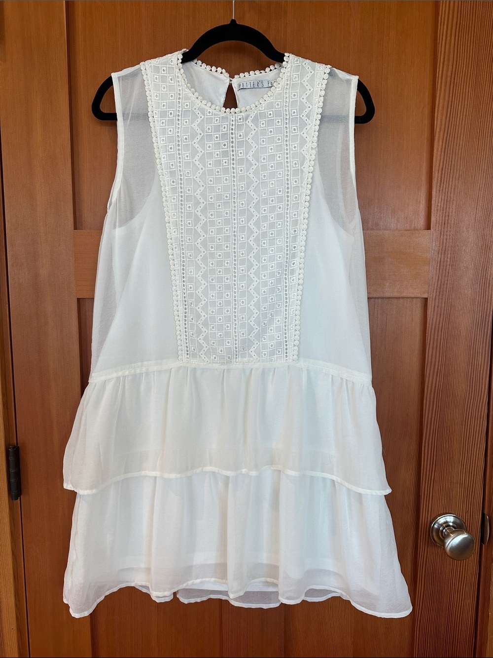 Potter's Pot Cream Sleeveless Tiered Dress